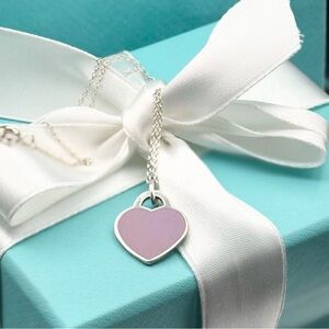 Tiffany & Co. Return to Tiffany Heart Tag Necklace Pendant Lavender Enamel 18”